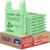 Fuxury Green Plastic Thank You Shopping Grocery T-shirt Bags 1000 Count 11.5 x 6.5 x 21" Green
