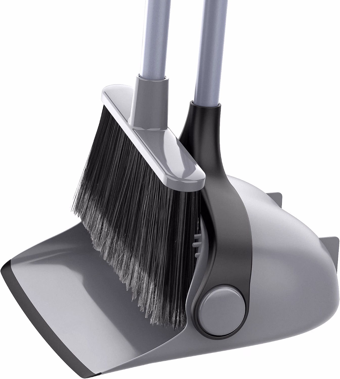 MR.SIGA Broom and Dustpan Set with Adjustable Long Handle, Gray
