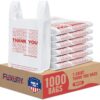 Fuxury Plastic Bags Thank You Shopping Grocery T-Shirt Bag with Handles 1000 Count - 11.5 x 6.5 x 21" White