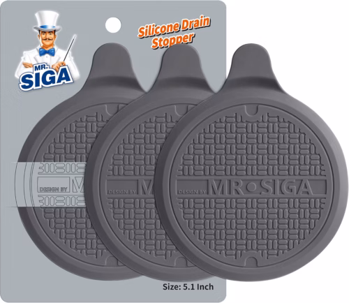 MR.SIGA Silicone Bathtub Stopper, Drain Stopper for Shower, Sink, Gray 3 Pack