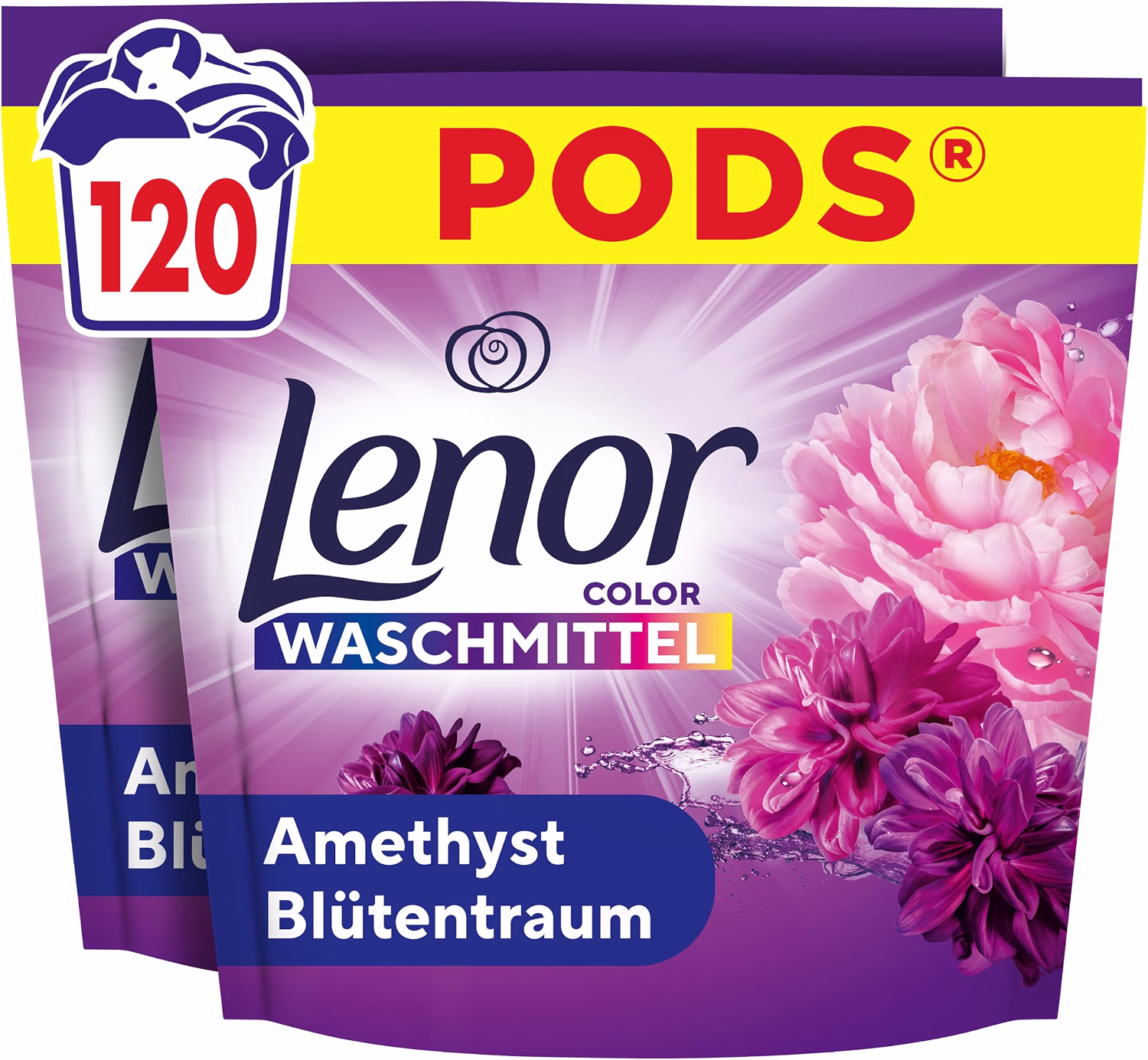 Lenor Pods Colour Washing Capsules Detergent 120 Washes, Amethyst Flower Dream