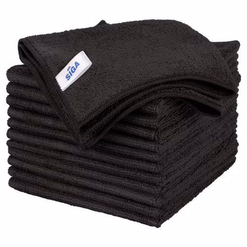 MR.SIGA Microfiber Cleaning Cloths, Streak Free Microfiber Towels, 12 Pack Black, 32 x 32 cm(12.6 x 12.6 inch)