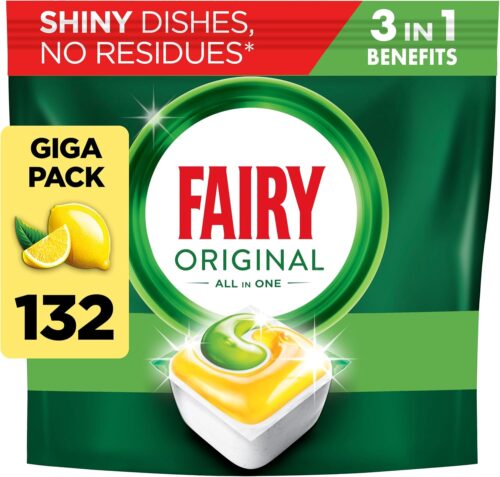 Fairy Original Power Dishwasher Tablets Lemon, 132 Capsules