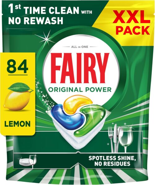 Fairy Original Power Dishwasher Tablets Lemon, 84 Capsules