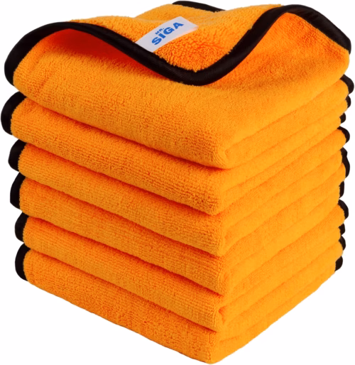 MR.SIGA Professional Microfiber Towels for Cars, Scratch Free, 6 Pack gold, 40 x 60 cm(15.7 x 23.6 inch)