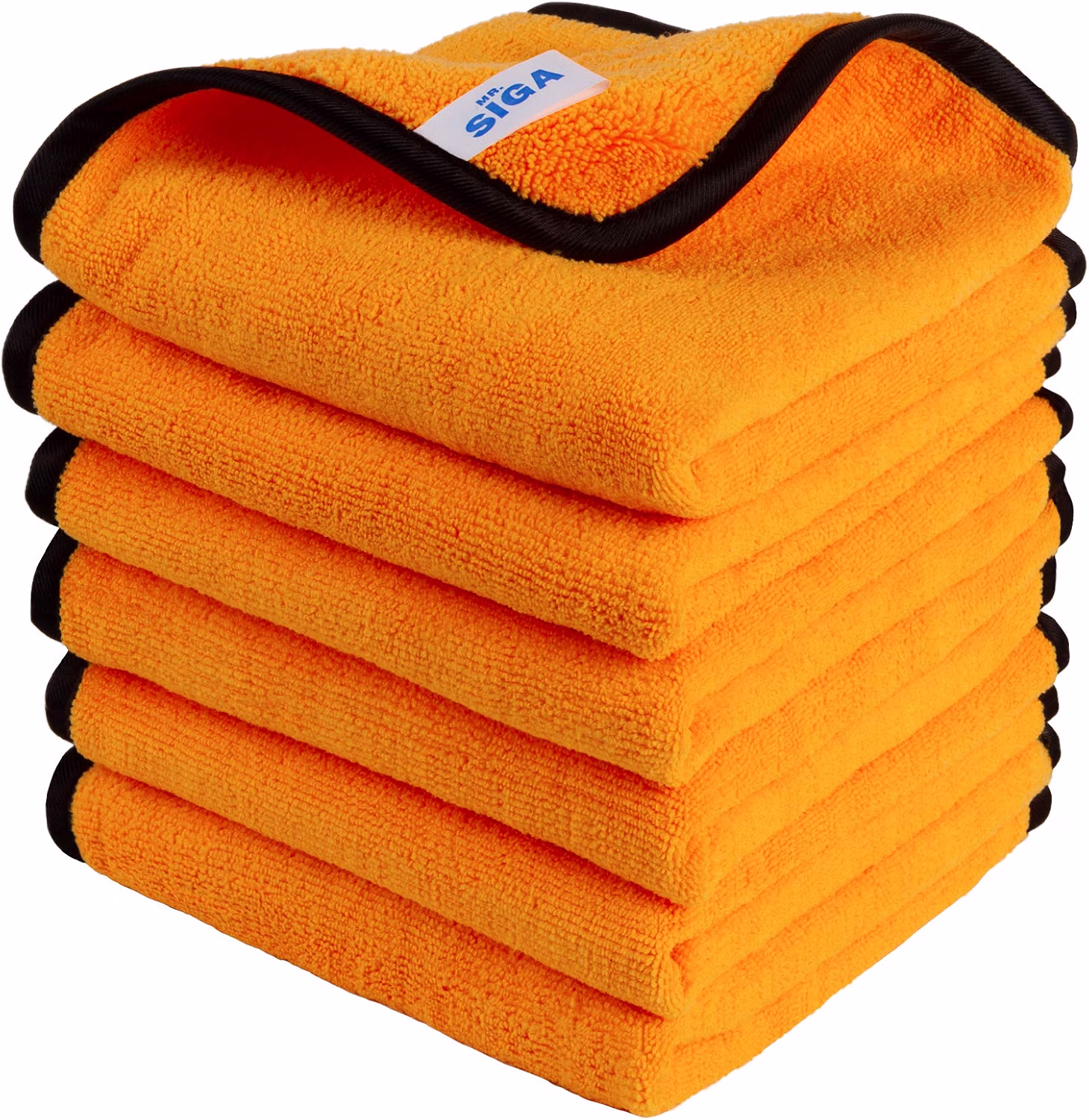 MR.SIGA Professional Microfiber Towels for Cars, Scratch Free, 6 Pack gold, 40 x 60 cm(15.7 x 23.6 inch)