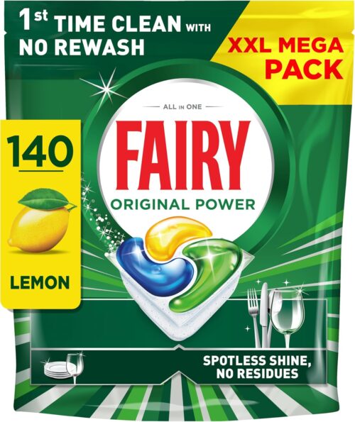 Fairy Original Power Dishwasher Tablets Lemon, 140 Capsules