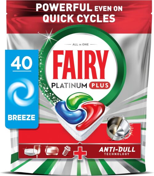 Fairy Platinum Plus Dishwasher Tablets Breeze, 40 Capsules
