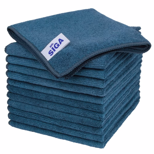 MR.SIGA Microfiber Cleaning Cloths, Streak Free Microfiber Towels, 12 Pack Light Teal, 32 x 32 cm(12.6 x 12.6 inch)