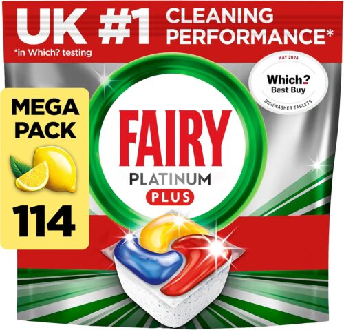 Fairy Platinum Plus Dishwasher Tablets, Lemon, 114 Capsules