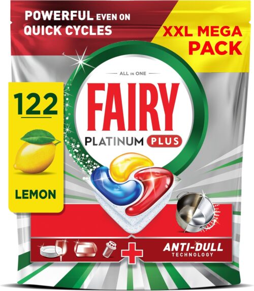 Fairy Platinum Plus Dishwasher Tablets Lemon, 122 Capsules