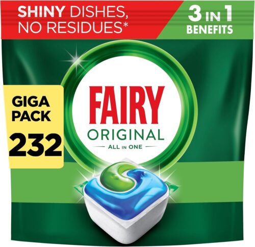 Fairy Original Power Dishwasher Tablets Breeze, 232 Capsules (116 x 2)