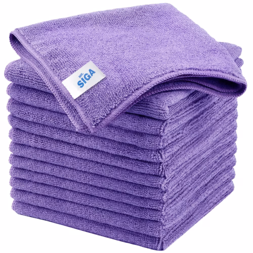 MR.SIGA Microfiber Cleaning Cloths, Streak Free Microfiber Towels, 12 Pack Purple, 32 x 32 cm(12.6 x 12.6 inch)