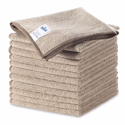 MR.SIGA Microfiber Cleaning Cloths, Streak Free Microfiber Towels, 12 Pack Wheat, 32 x 32 cm(12.6 x 12.6 inch)