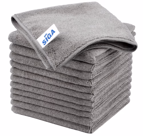 MR.SIGA Microfiber Cleaning Cloths, Streak Free Microfiber Towels, 12 Pack Gray, 32 x 32 cm(12.6 x 12.6 inch)