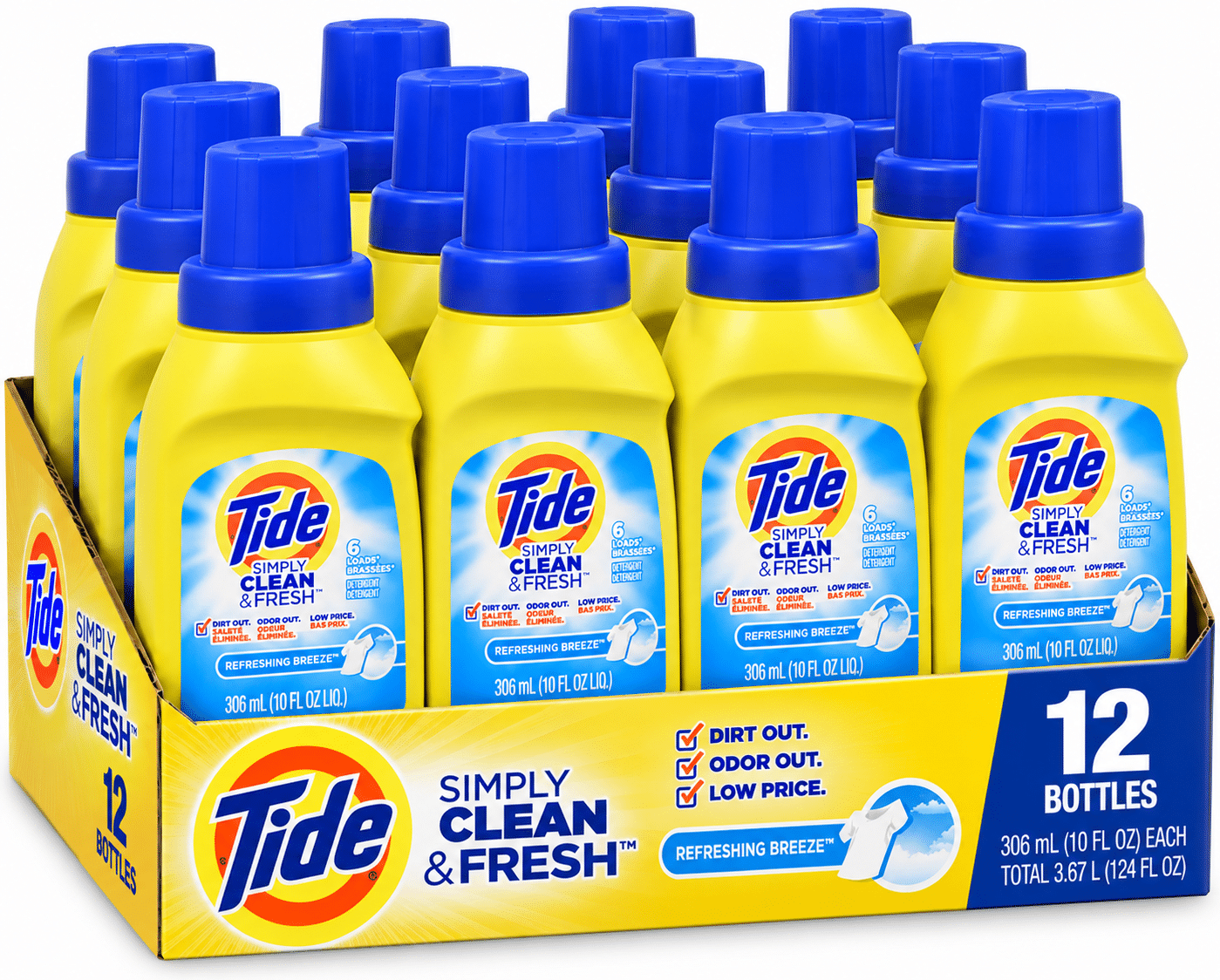Tide Simply Clean & Fresh Liquid Laundry Detergent, 10 fl oz – Pack of 12