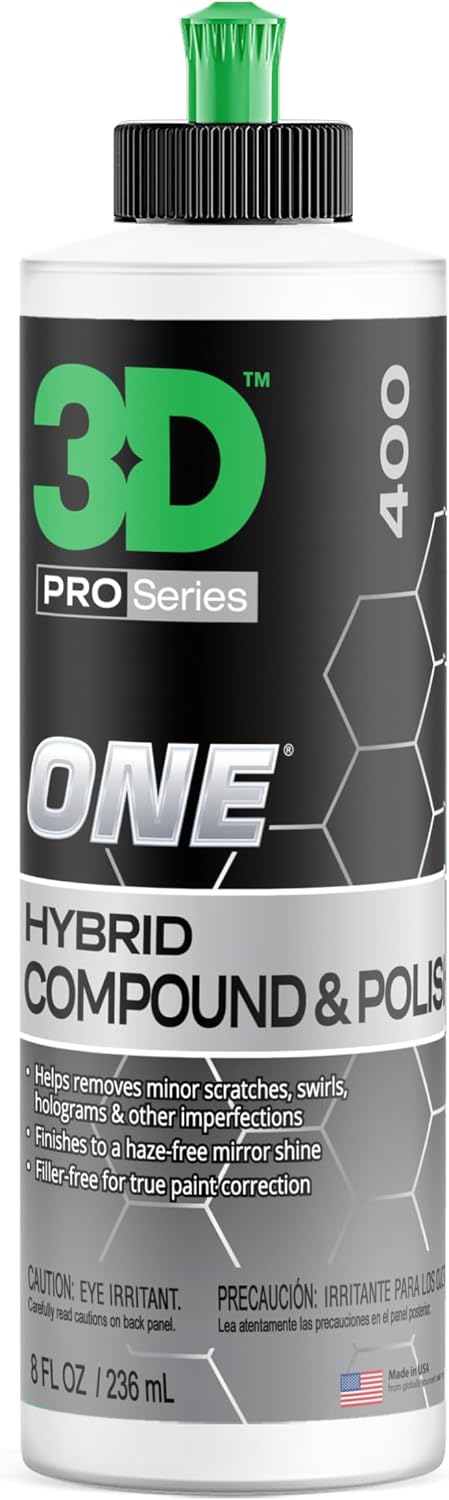 3D One Car Scratch & Swirl Remover Hybrid Rubbing Compound & Polish Buffing Compound  8 oz