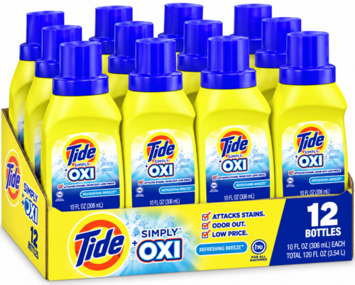 Tide Simply with Oxi Refreshing Breeze Liquid Laundry Detergent, 10 fl oz – Pack of 12