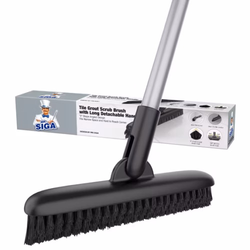 MR.SIGA Heavy Duty Grout Scrub Brush with Long Handle